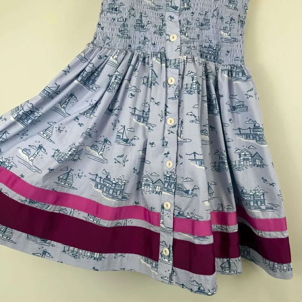 Matilda Jane Girl's Wonderful Parade Boardwalk Sailboats Dress Size 6 D1567